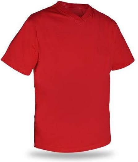 Penye T-Shirt Kısa Kollu V Yaka Kırmızı